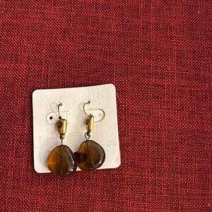 Elegant Gold and Brown Drop Earrings
